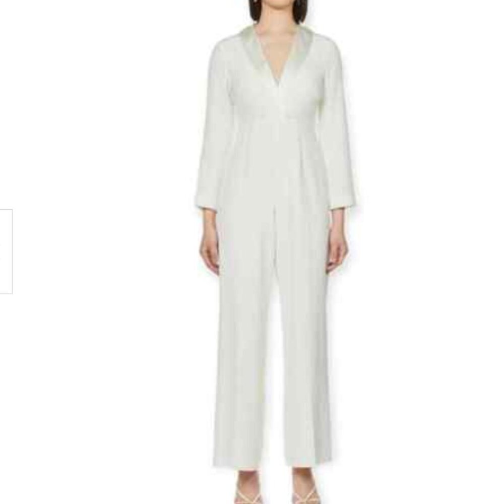 Rixo bridal Emilia silk white wedding jumpsuit